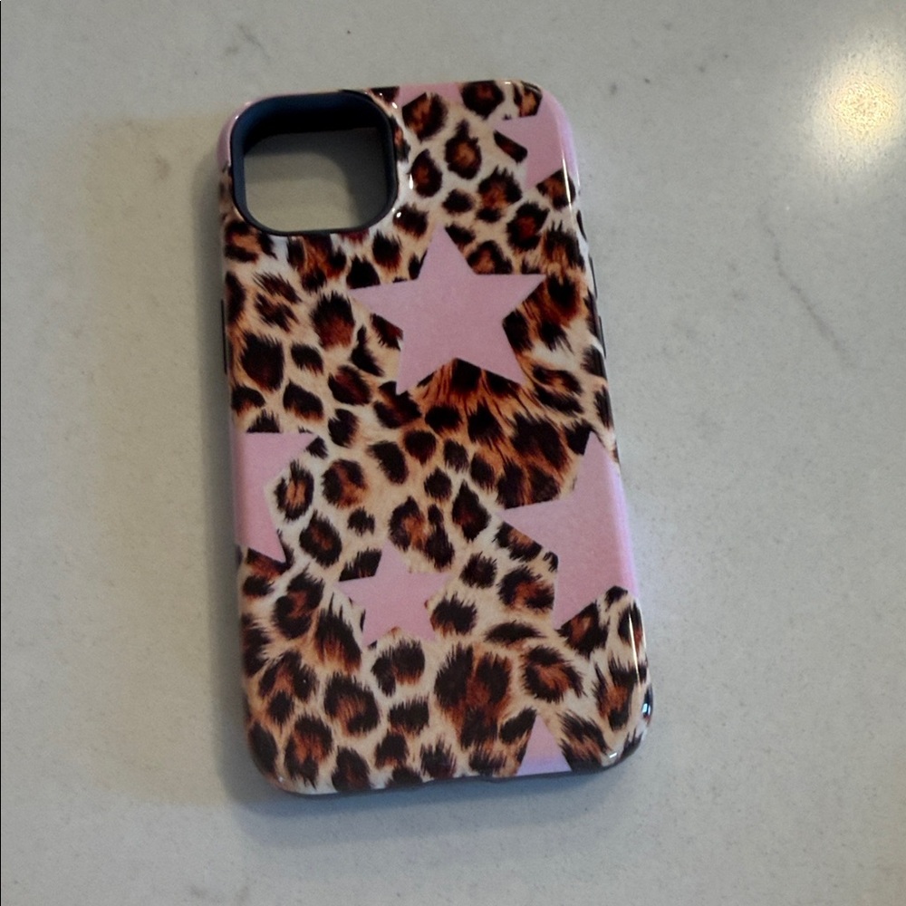 Leopard Print Pink Star Phone Case for iPhone 13